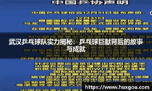 武汉乒乓球队实力揭秘：乒乓球巨献背后的故事与成就